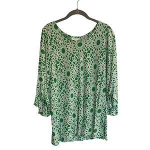 Escapada Green and White geometric Blouse